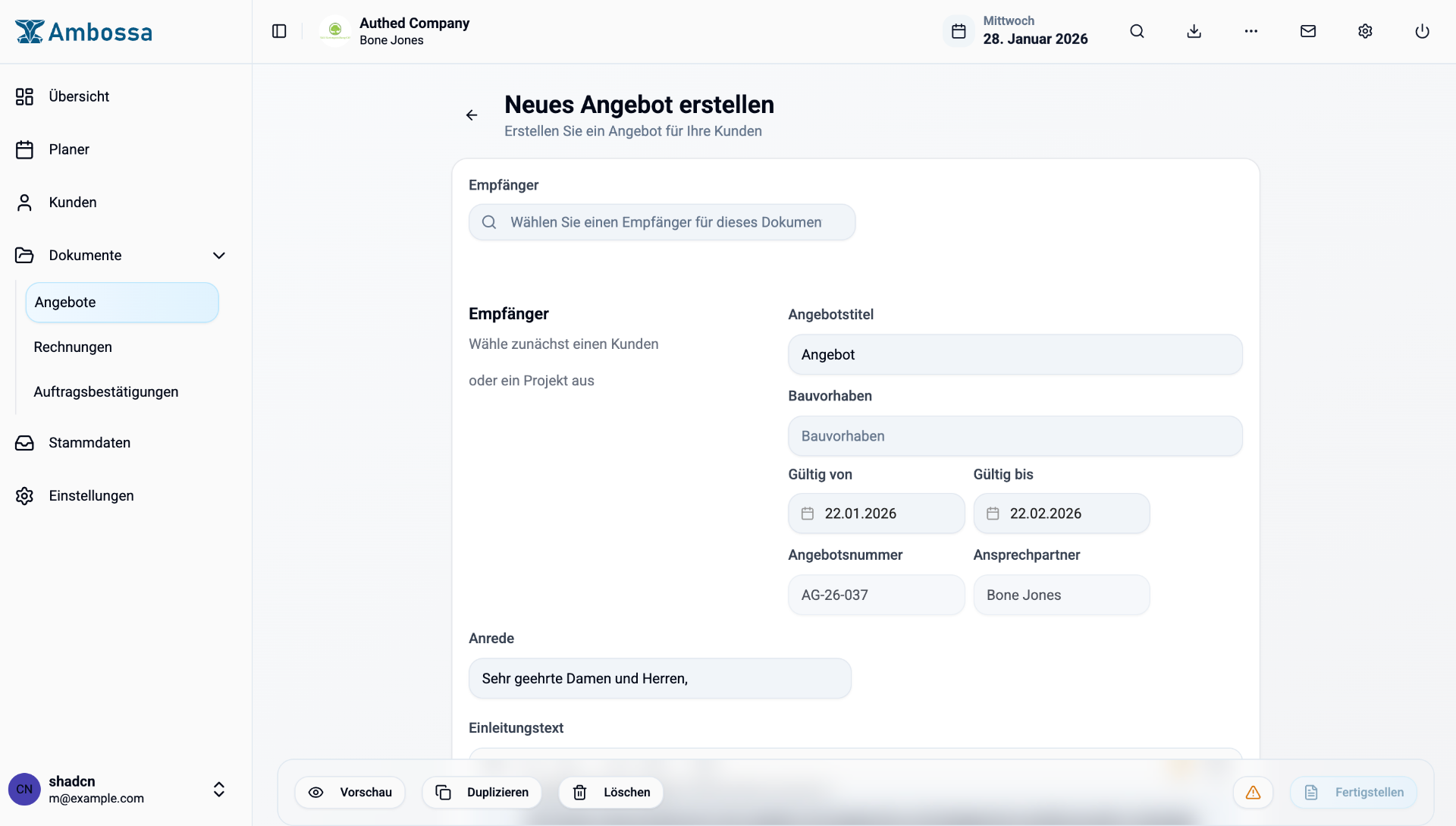 Angebote Dashboard